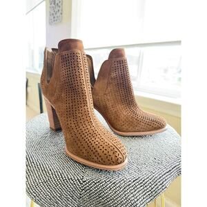 Vince Camuto Farrier Perforated Suede Booties
Size 6 — Burnt Sugar Brown